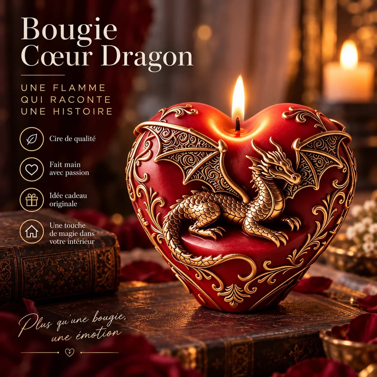 Bougie Cœur Dragon — photo 1